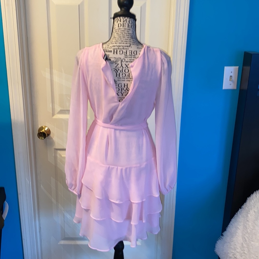 NWOT.  Express pink ruffled dress - Picture 5 of 7